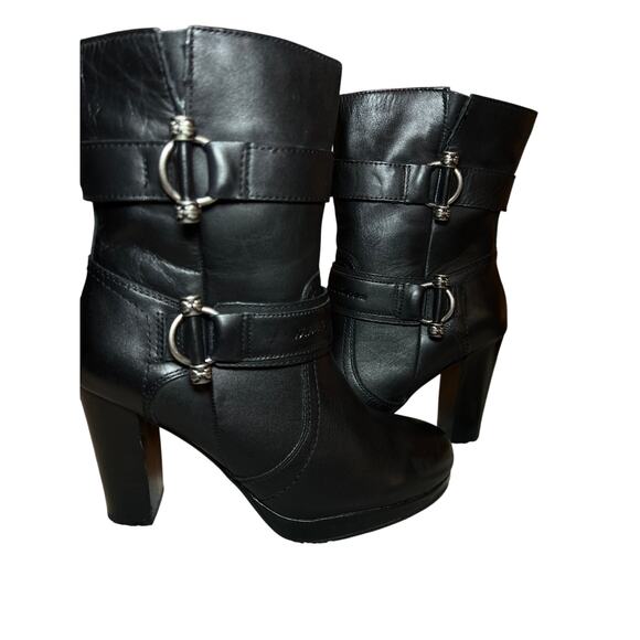 Women's Harley-Davidson Motorcycles Marissa Platform Black Leather Boots Sz 8 - Picture 9 of 12